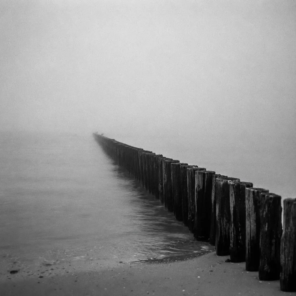 Zeemist zwart-wit